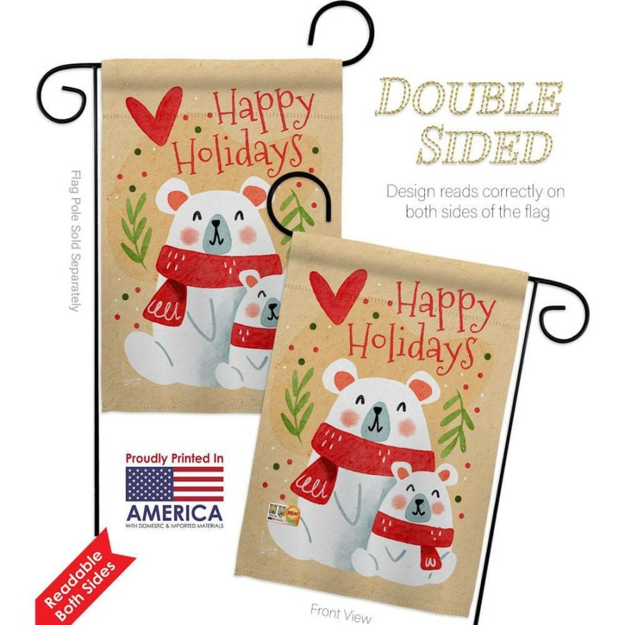 Outdoor Decor * | Angeleno Heritage Made And Designed Los Angeles California 13 In. X 18.5 In. Beary Happy Holiday Winter Wonderland Garden Flag Double-Sided Decorative Vertical Flags