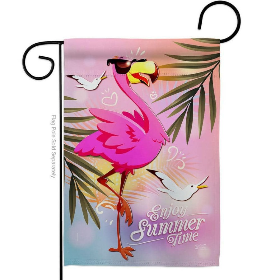 Outdoor Decor * | Angeleno Heritage Made And Designed Los Angeles California 13 In. X 18.5 In. Summer Flamingo Garden Friends Double-Sided Garden Flag Garden Friends Decorative Vertical Flags