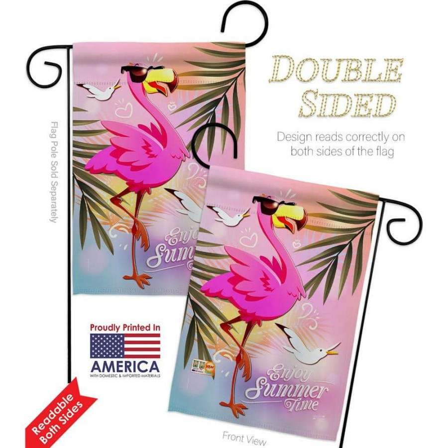 Outdoor Decor * | Angeleno Heritage Made And Designed Los Angeles California 13 In. X 18.5 In. Summer Flamingo Garden Friends Double-Sided Garden Flag Garden Friends Decorative Vertical Flags