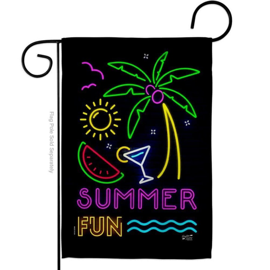 Outdoor Decor * | Angeleno Heritage Made And Designed Los Angeles California 13 In. X 18.5 In. Neon Summer Fun Coastal Double-Sided Garden Flag Coastal Decorative Vertical Flags