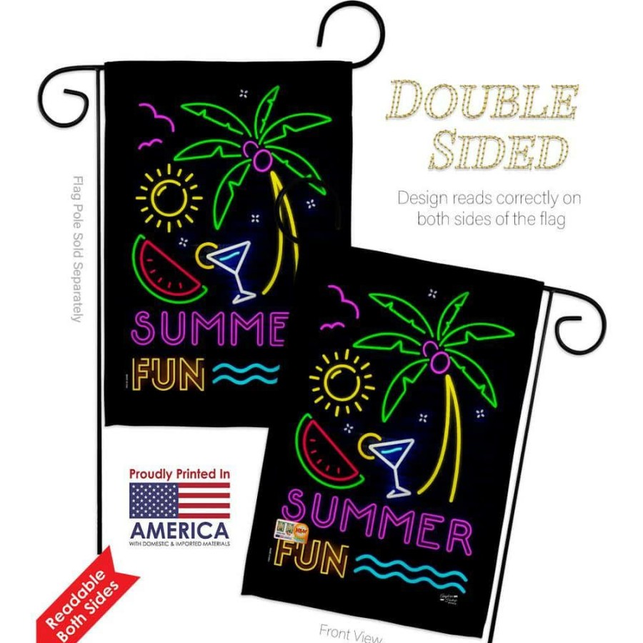 Outdoor Decor * | Angeleno Heritage Made And Designed Los Angeles California 13 In. X 18.5 In. Neon Summer Fun Coastal Double-Sided Garden Flag Coastal Decorative Vertical Flags