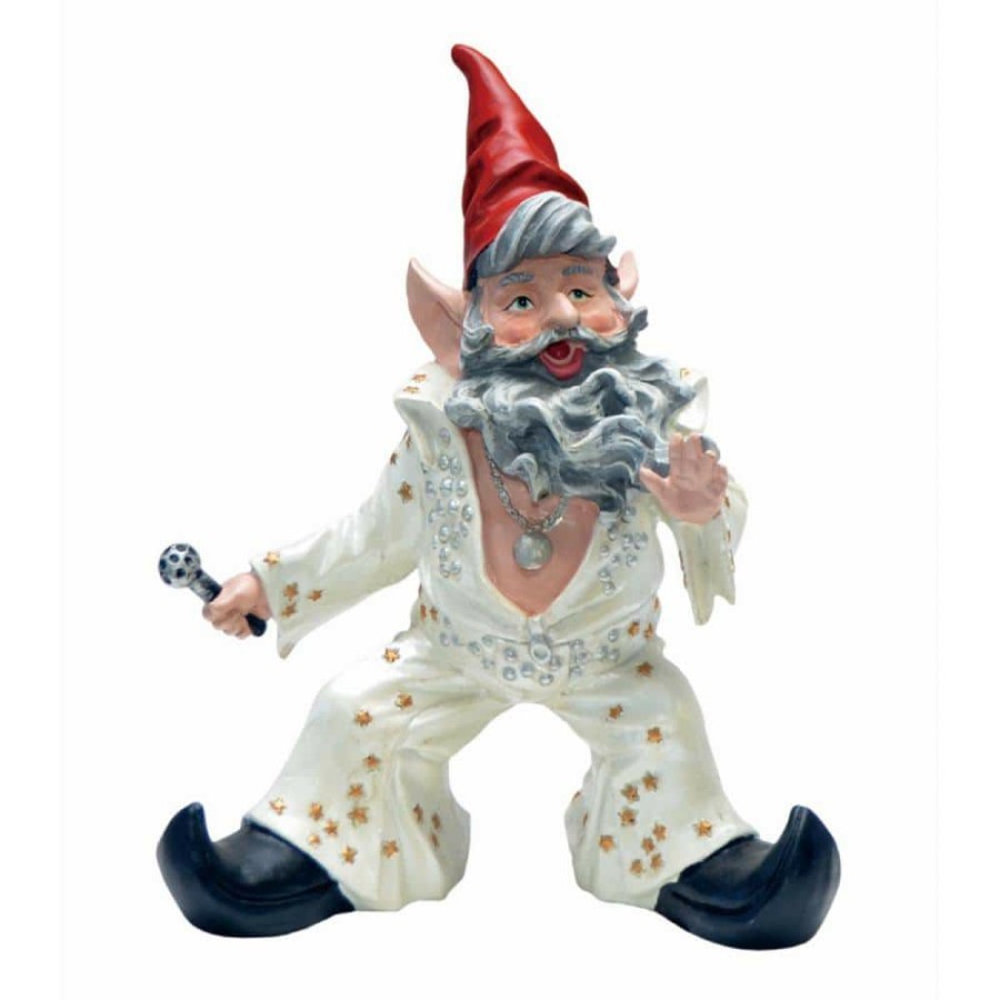 Outdoor Decor * | Homestyles 14 In. H Vegas The Gnome The King Of Rock N' Roll In His Classic Jumpsuit Collectible Home And Garden Gnome Statue