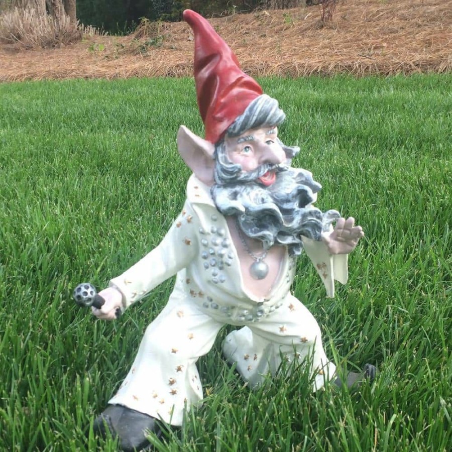 Outdoor Decor * | Homestyles 14 In. H Vegas The Gnome The King Of Rock N' Roll In His Classic Jumpsuit Collectible Home And Garden Gnome Statue