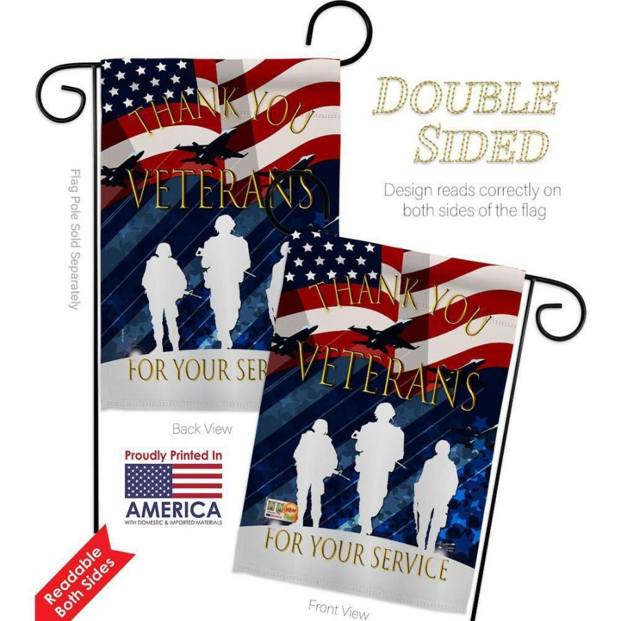 Outdoor Decor * | Angeleno Heritage Made And Designed Los Angeles California 13 In. X 18.5 In. Thank You Veterans Armed Forces Double-Sided Garden Flag Armed Forces Decorative Vertical Flags