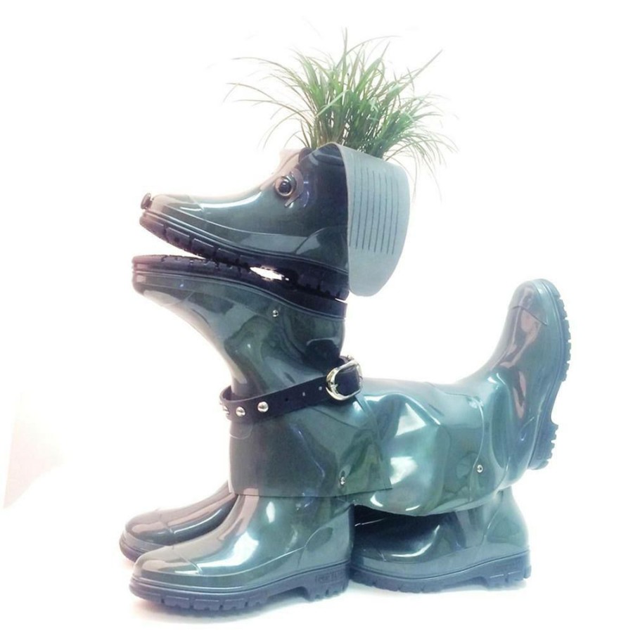 Outdoor Decor * | Homestyles 20 In. Sophie The Boot Buddies Dog Sculpture And Planter Home And Garden Loyal Companion Statue Olive Gloss