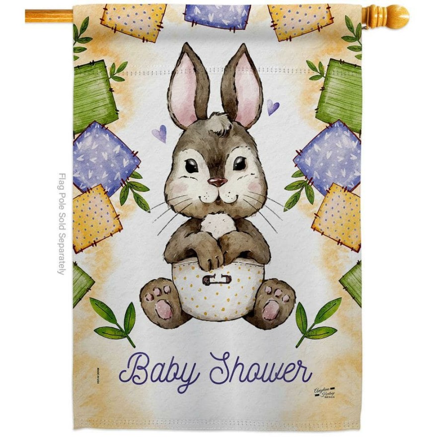 Outdoor Decor * | Angeleno Heritage Made And Designed Los Angeles California 28 In. X 40 In. Bunny Baby Shower Celebration House Flag Double-Sided Decorative Vertical Flags