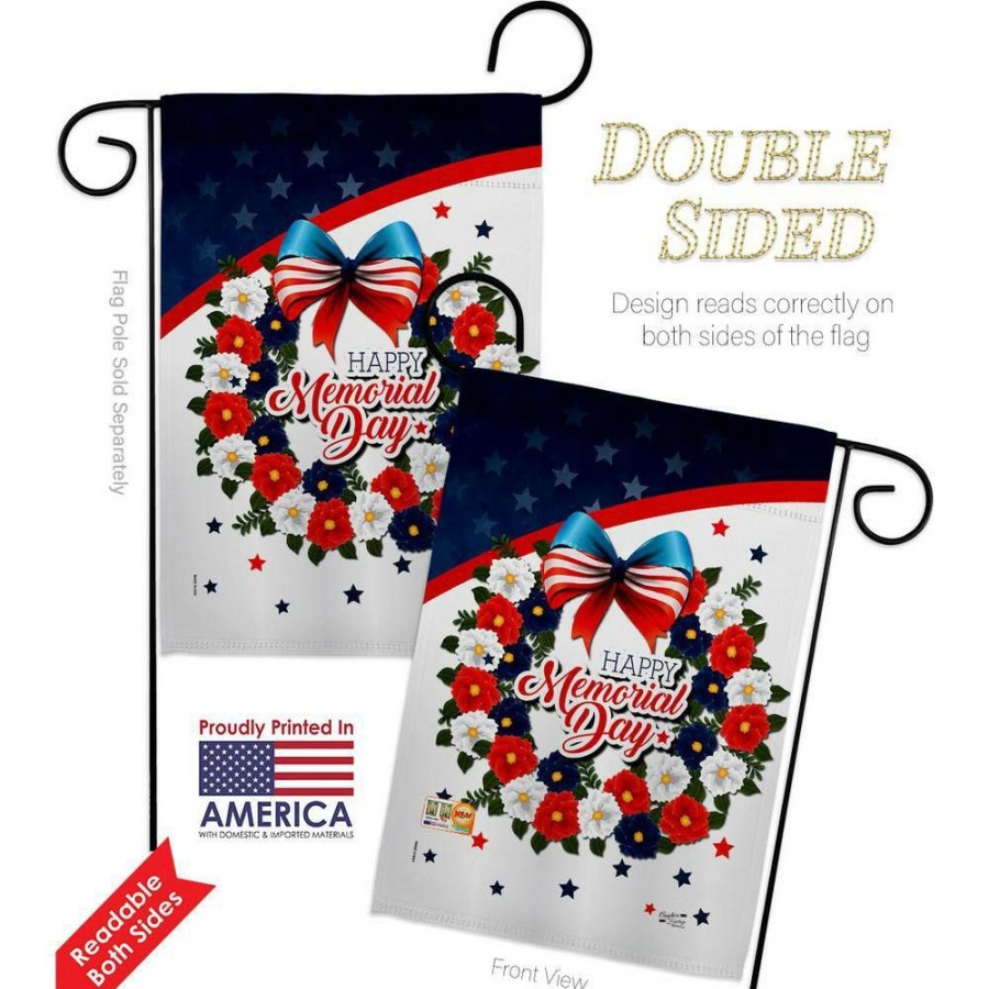 Outdoor Decor * | Angeleno Heritage Made And Designed Los Angeles California 13 In. X 18.5 In. Memorial Day Wreath Patriotic Double-Sided Garden Flag Patriotic Decorative Vertical Flags