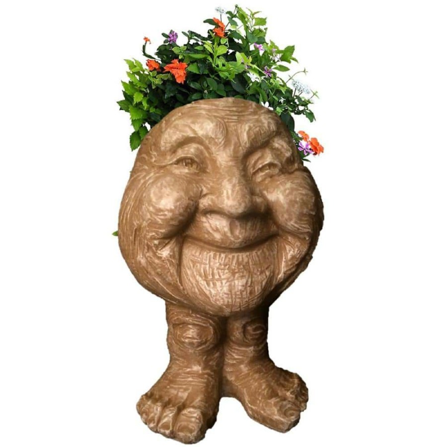 Outdoor Decor * | Homestyles 12 In. Stone Wash Granny Joy The Muggly Statue Face Planter Holds 4 In. Pot