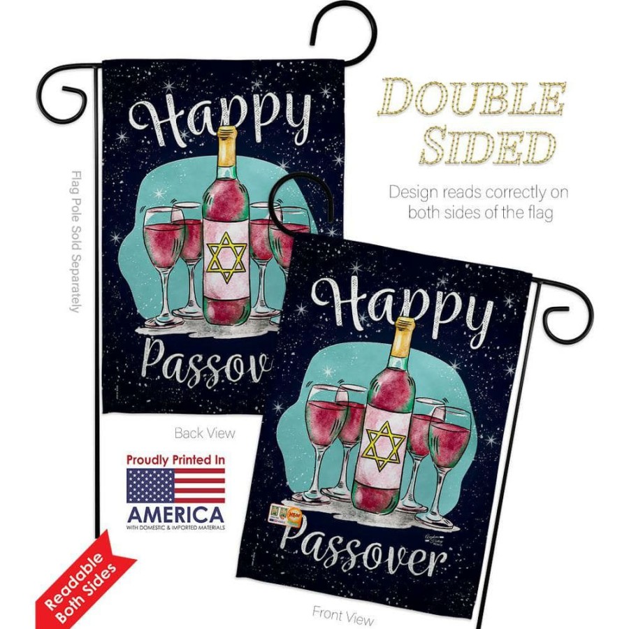 Outdoor Decor * | Angeleno Heritage Made And Designed Los Angeles California 13 In. X 18.5 In. Happy Passover Religious Double-Sided Garden Flag Religious Decorative Vertical Flags