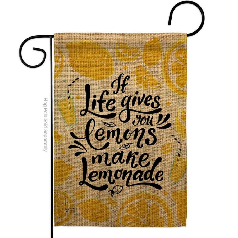 Outdoor Decor * | Angeleno Heritage Made And Designed Los Angeles California 13 In. X 18.5 In. Life Gives Lemons Expression Double-Sided Garden Flag Expression Decorative Vertical Flags