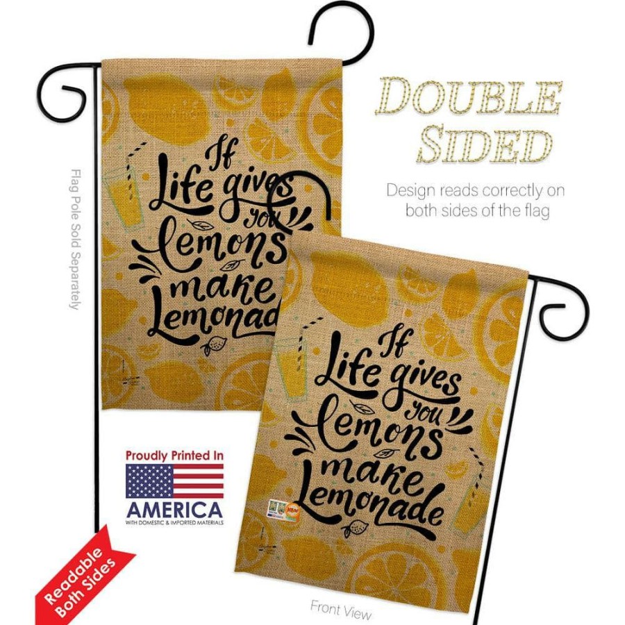 Outdoor Decor * | Angeleno Heritage Made And Designed Los Angeles California 13 In. X 18.5 In. Life Gives Lemons Expression Double-Sided Garden Flag Expression Decorative Vertical Flags