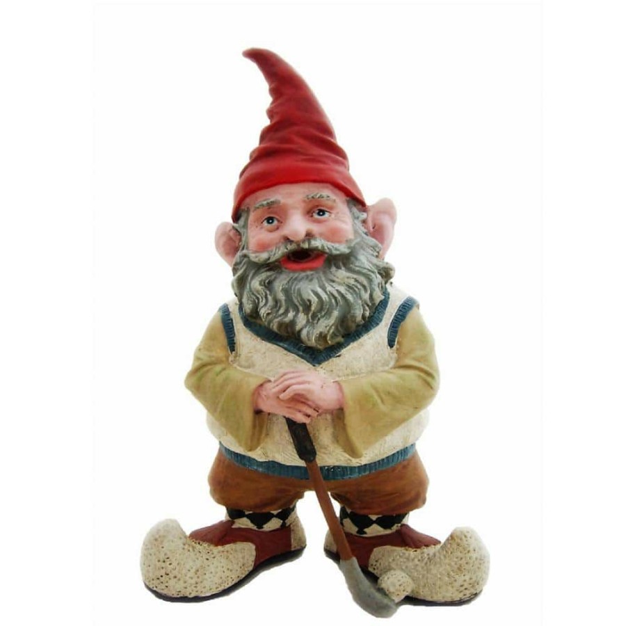 Outdoor Decor * | Homestyles 14 In. H Greg The Golfer Gnome Holding A Golf Club And Golf Ball Home And Garden Gnome Statue