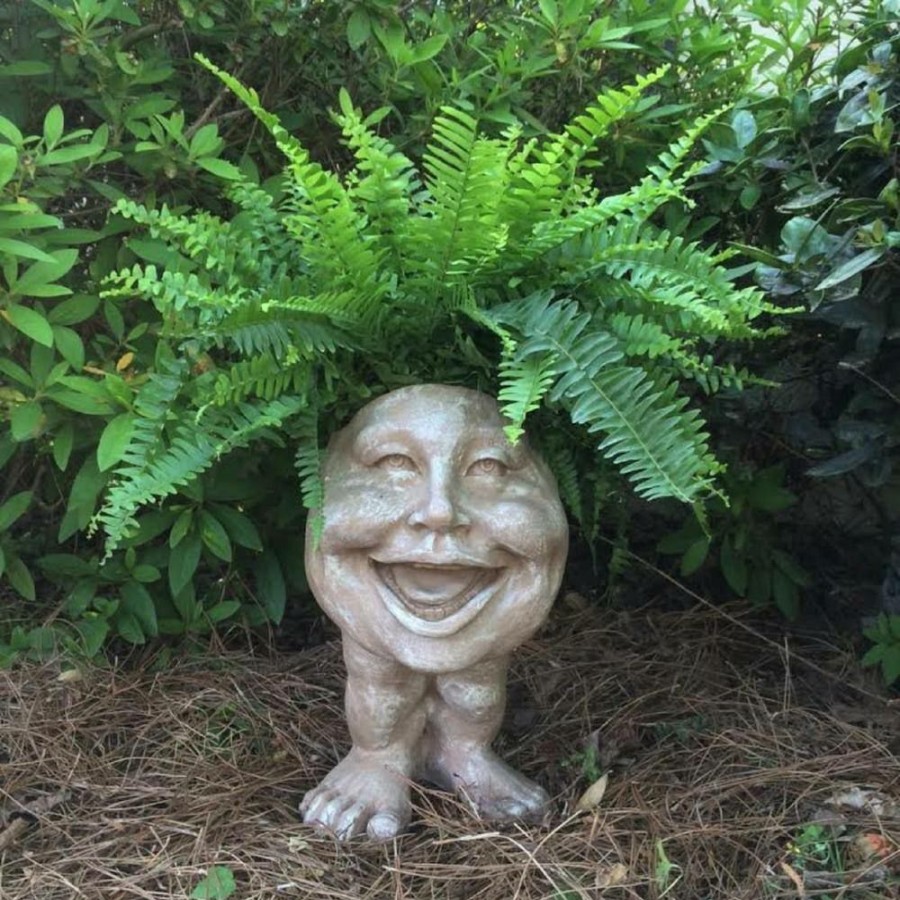 Outdoor Decor * | Homestyles 16 In. Stone Wash Aunt Minnie The Muggly Statue Face Planter Holds 7 In. Pot