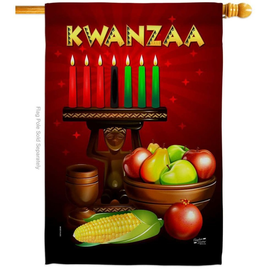 Outdoor Decor * | Angeleno Heritage Made And Designed Los Angeles California 28 In. X 40 In. Greeting Kwanzaa Winter House Flag Double-Sided Decorative Vertical Flags