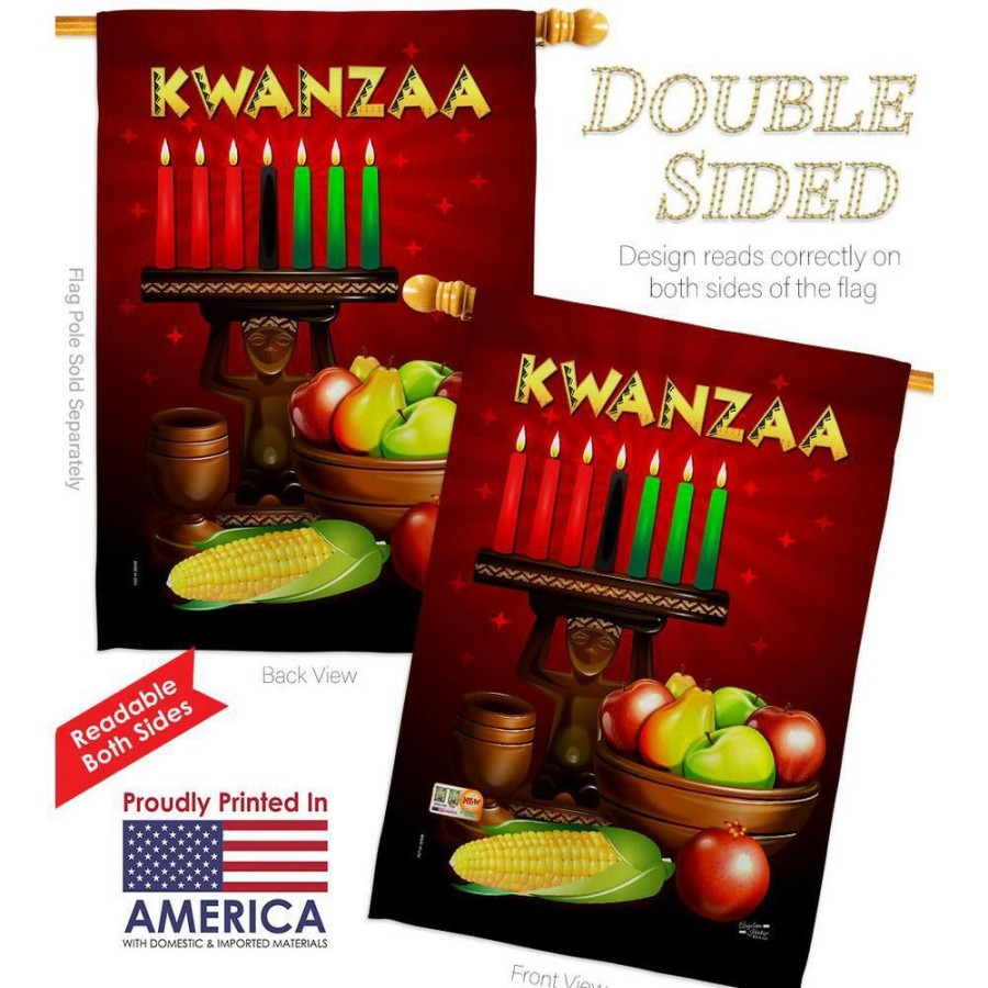 Outdoor Decor * | Angeleno Heritage Made And Designed Los Angeles California 28 In. X 40 In. Greeting Kwanzaa Winter House Flag Double-Sided Decorative Vertical Flags