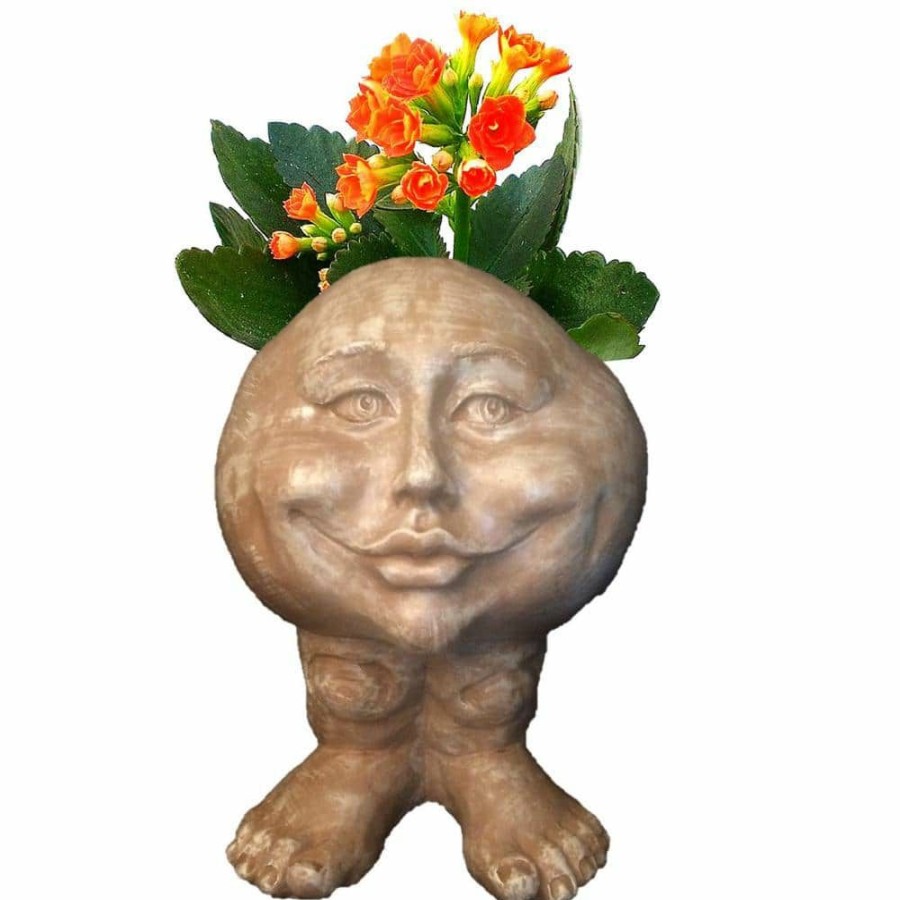 Outdoor Decor * | Homestyles 12 In. Stone Wash Mama Petunia The Muggly Statue Face Planter Holds 4 In. Pot