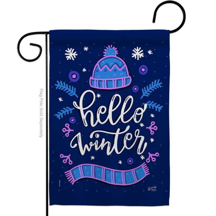 Outdoor Decor * | Angeleno Heritage Made And Designed Los Angeles California 13 In. X 18.5 In. Hello Winter Double-Sided Garden Flag Winter Decorative Vertical Flags