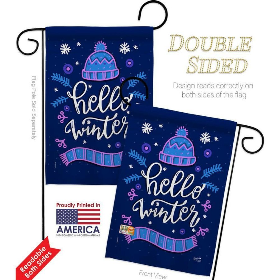 Outdoor Decor * | Angeleno Heritage Made And Designed Los Angeles California 13 In. X 18.5 In. Hello Winter Double-Sided Garden Flag Winter Decorative Vertical Flags