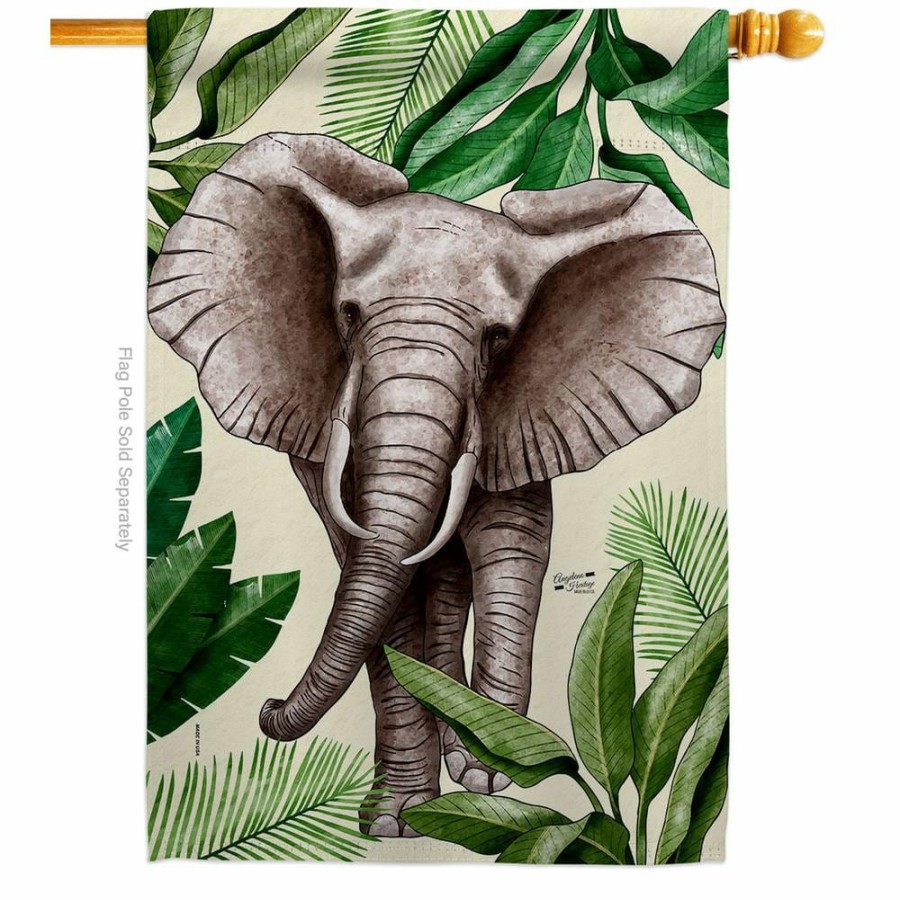 Outdoor Decor * | Angeleno Heritage Made And Designed Los Angeles California 28 In. X 40 In. Elephant House Flag Double-Sided Readable Both Sides Animals Wildlife Decorative