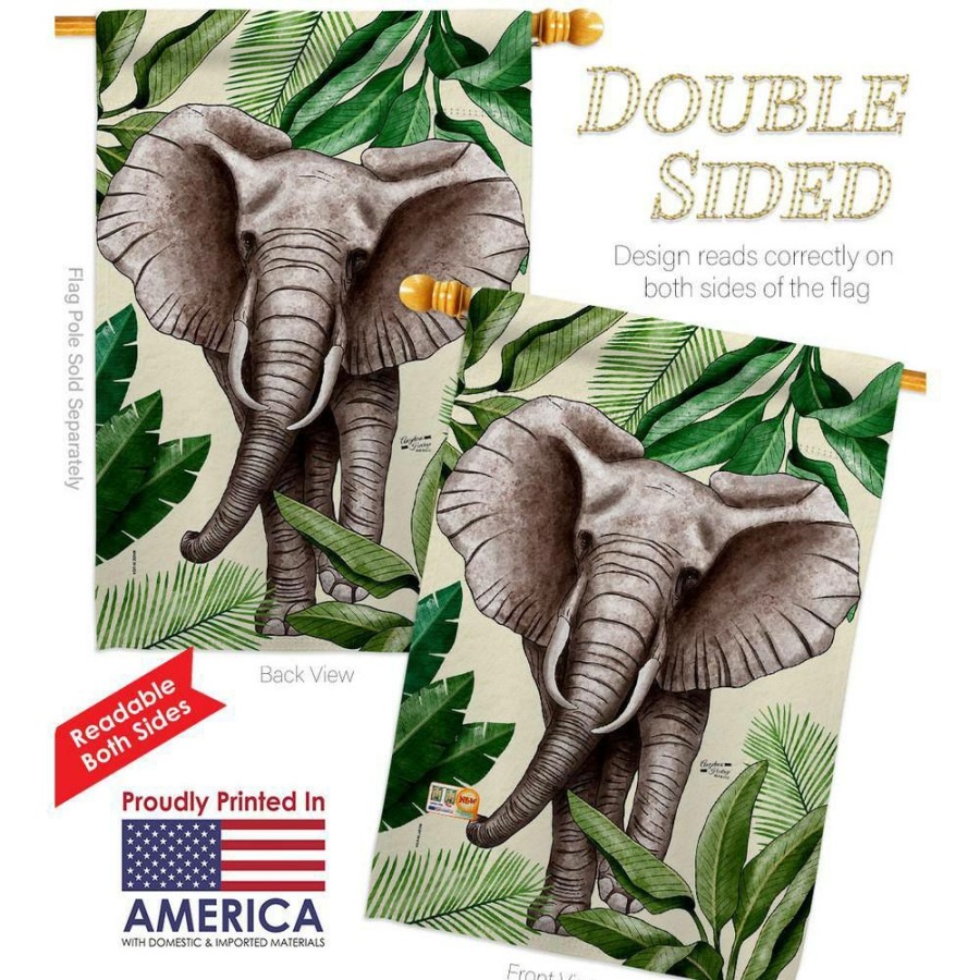 Outdoor Decor * | Angeleno Heritage Made And Designed Los Angeles California 28 In. X 40 In. Elephant House Flag Double-Sided Readable Both Sides Animals Wildlife Decorative