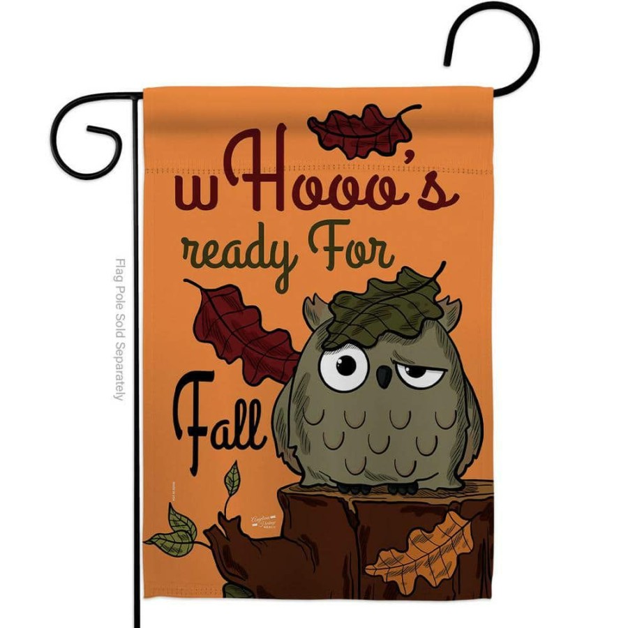 Outdoor Decor * | Angeleno Heritage Made And Designed Los Angeles California 13 In. X 18.5 In. Whooo'S Ready For Fall Garden Flag Double-Sided Fall Decorative Vertical Flags