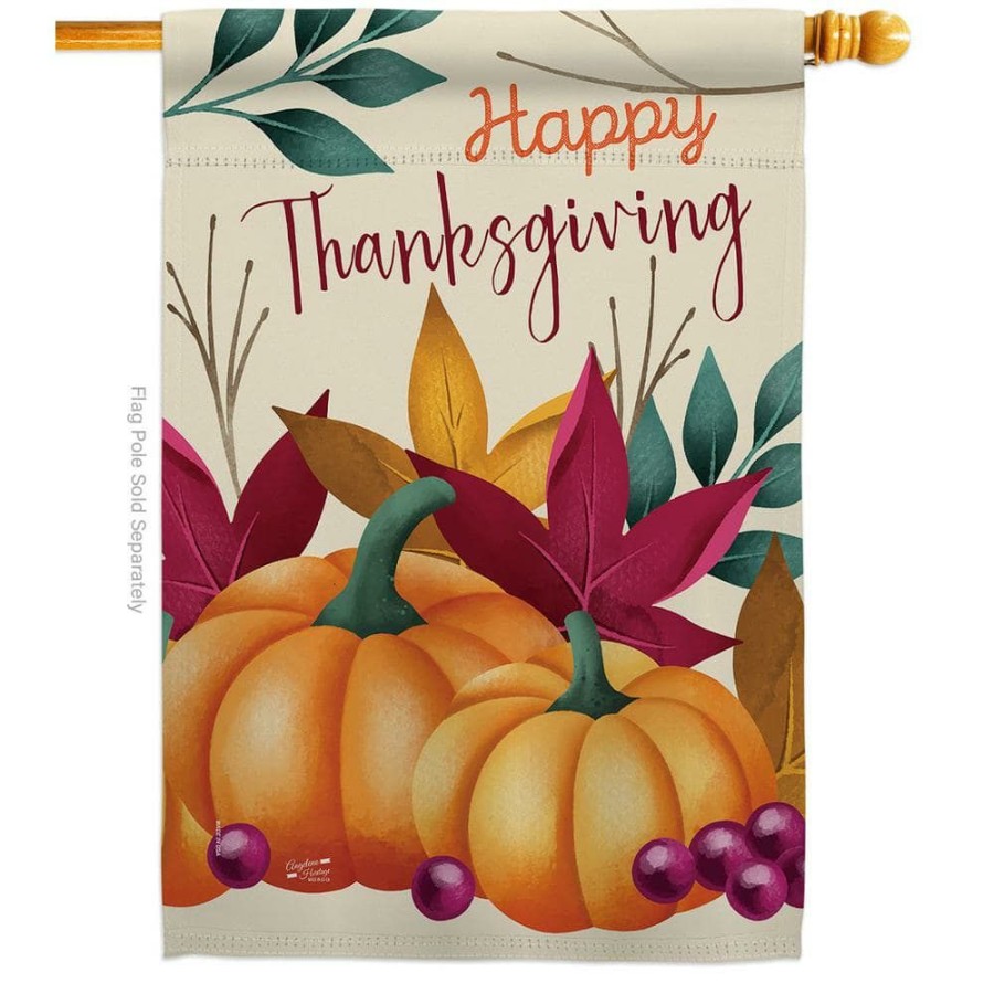 Outdoor Decor * | Angeleno Heritage Made And Designed Los Angeles California 28 In. X 40 In. Pumpkin Thanksgiving Fall House Flag Double-Sided Decorative Vertical Flags