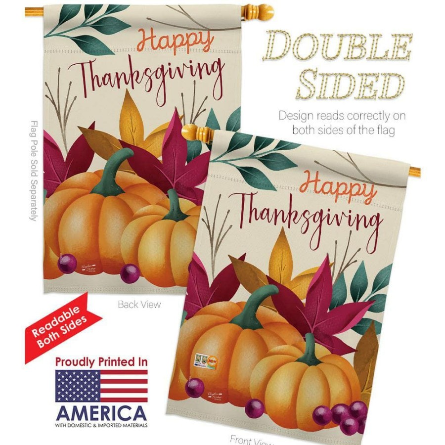 Outdoor Decor * | Angeleno Heritage Made And Designed Los Angeles California 28 In. X 40 In. Pumpkin Thanksgiving Fall House Flag Double-Sided Decorative Vertical Flags