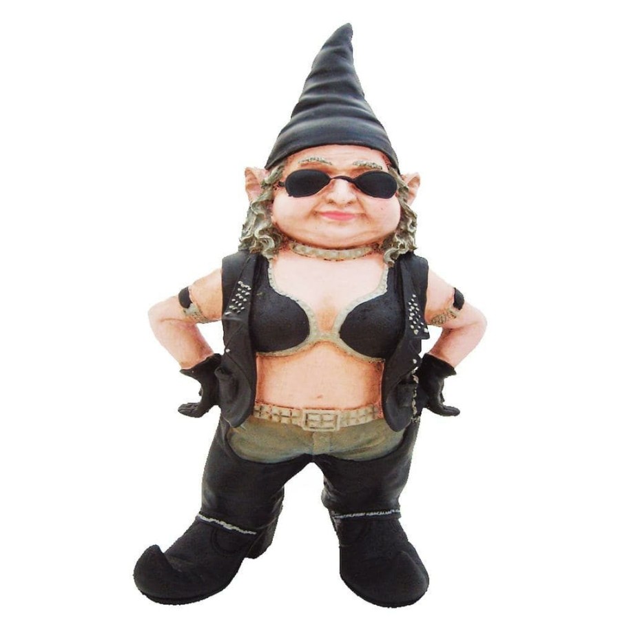 Outdoor Decor * | Homestyles 20 In. H "Biker Babe" The Biker Gnome In Leather Motorcycle Riding Gear Home And Garden Gnome Statue