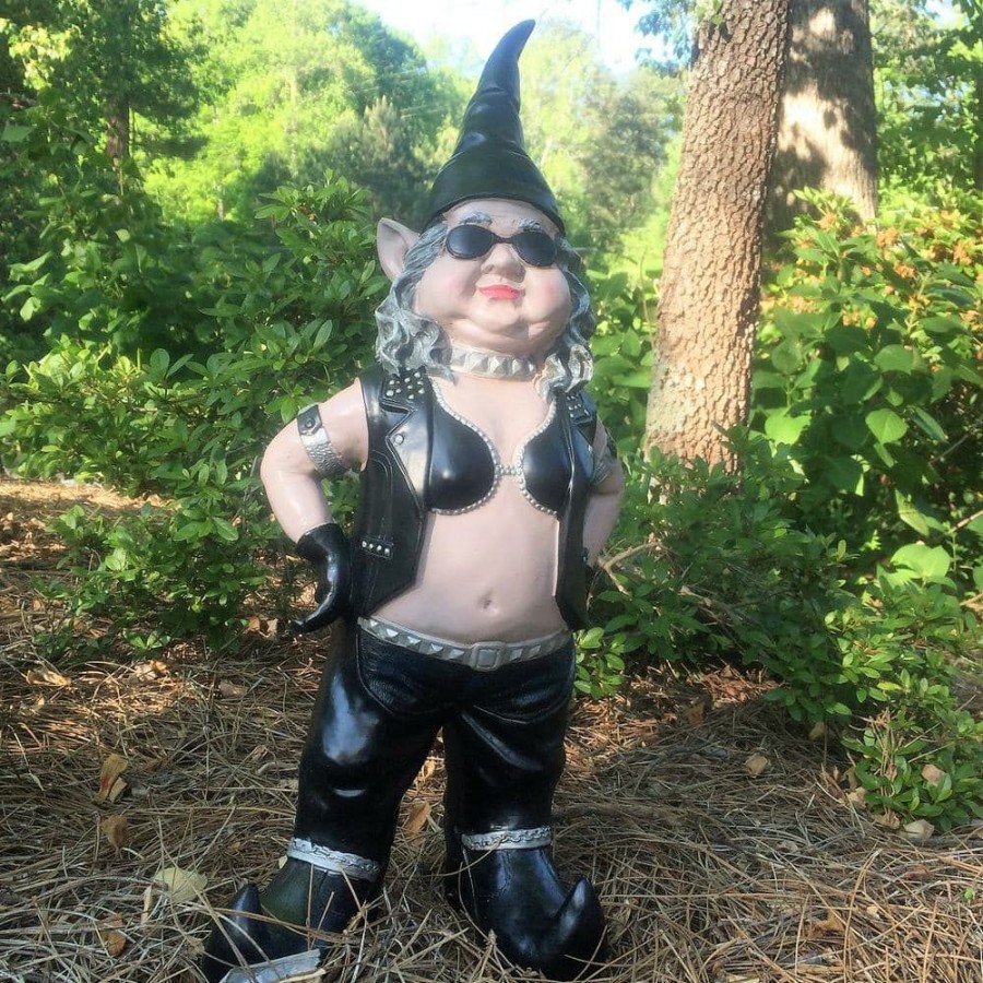 Outdoor Decor * | Homestyles 20 In. H "Biker Babe" The Biker Gnome In Leather Motorcycle Riding Gear Home And Garden Gnome Statue