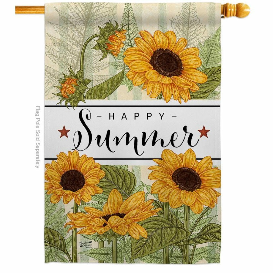 Outdoor Decor * | Angeleno Heritage Made And Designed Los Angeles California 28 In. X 40 In. Happy Sunflowers Spring House Flag Double-Sided Decorative Vertical Flags