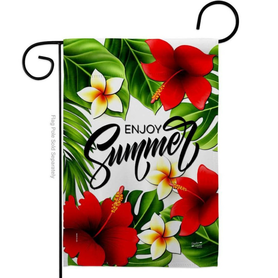 Outdoor Decor * | Angeleno Heritage Made And Designed Los Angeles California 13 In. X 18.5 In. Summer Hibiscus Fun The Sun Garden Flag Double-Sided Decorative Vertical Flags