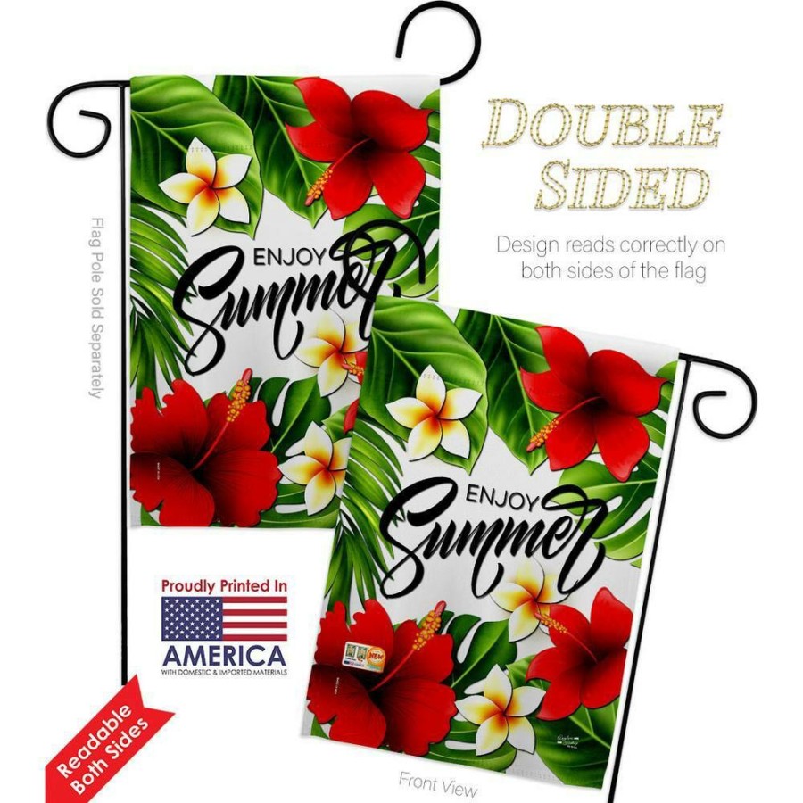 Outdoor Decor * | Angeleno Heritage Made And Designed Los Angeles California 13 In. X 18.5 In. Summer Hibiscus Fun The Sun Garden Flag Double-Sided Decorative Vertical Flags