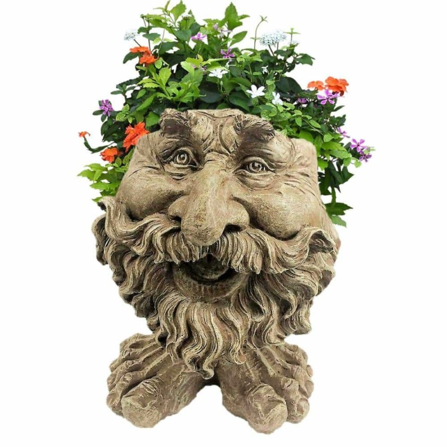 Outdoor Decor * | Homestyles 13 In. Stone Wash Ole Salty The Muggly Statue Face Planter Holds A 5 In. Pot