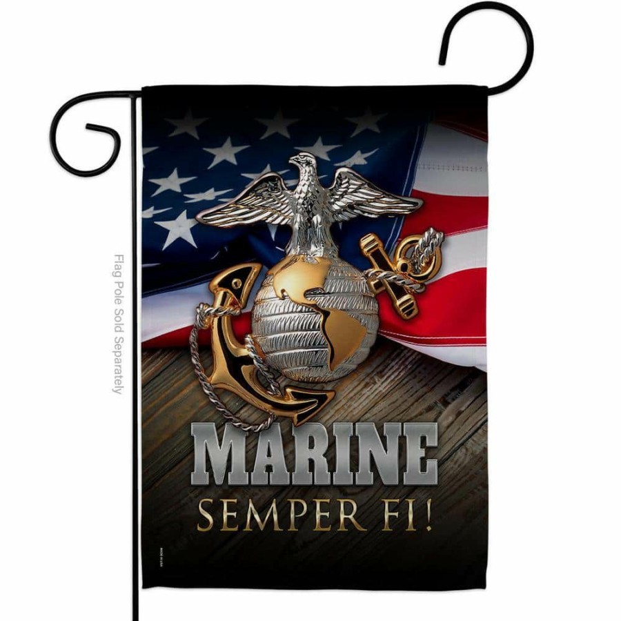 Outdoor Decor * | Angeleno Heritage Made And Designed Los Angeles California 13 In. X 18.5 In. Marine Semper Fi Garden Flag Double-Sided Readable Both Sides Armed Forces Marine Corps Decorative