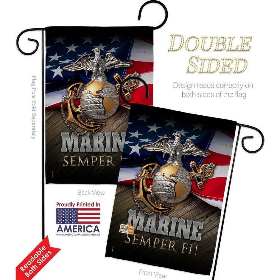 Outdoor Decor * | Angeleno Heritage Made And Designed Los Angeles California 13 In. X 18.5 In. Marine Semper Fi Garden Flag Double-Sided Readable Both Sides Armed Forces Marine Corps Decorative