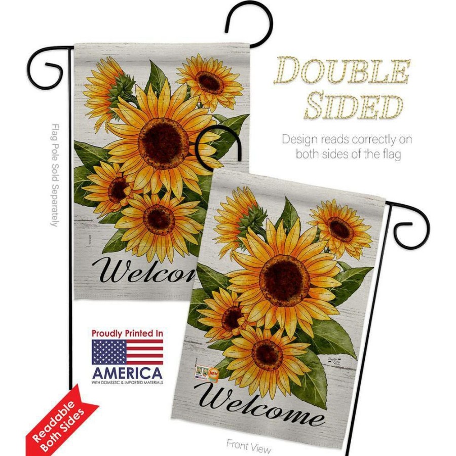 Outdoor Decor * | Angeleno Heritage Made And Designed Los Angeles California 13 In. X 18.5 In. Happiness Sunflowers Spring Double-Sided Garden Flag Spring Decorative Vertical Flags