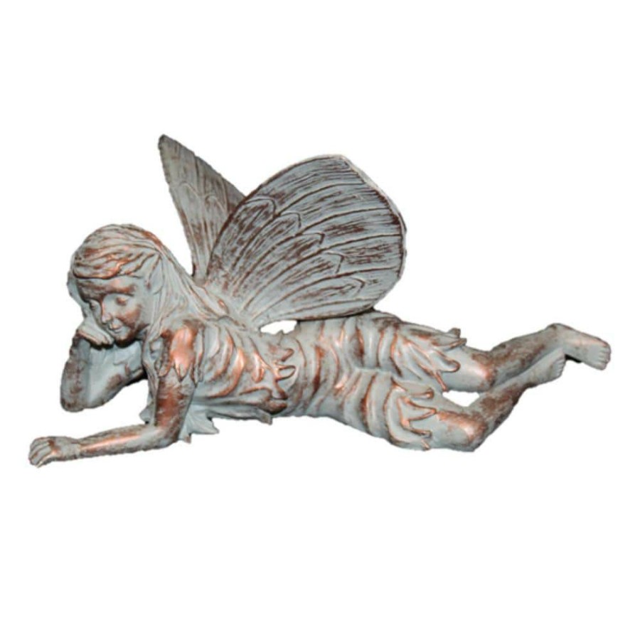 Outdoor Decor * | Homestyles 9.75 In. L Lying Olivia Fairy Home Patio And Garden Statue Figurine In Bronze Patina