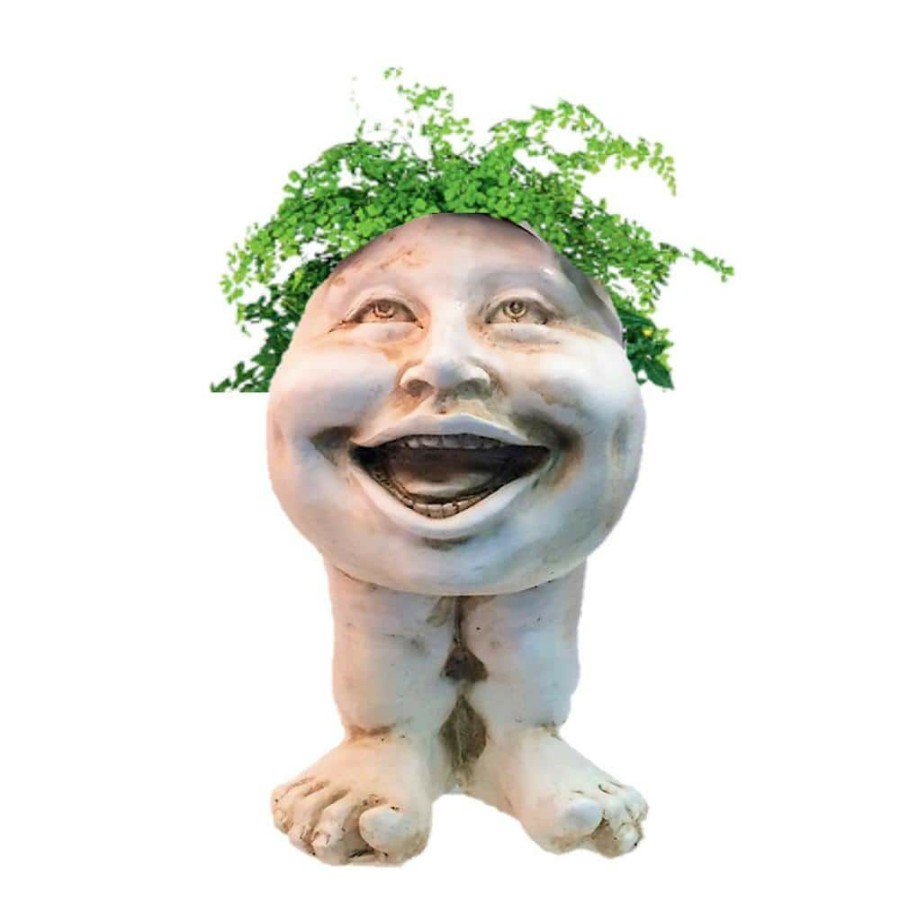 Outdoor Decor * | Homestyles 12 In. Antique White Aunt Minnie The Muggly Statue Face Planter Holds 4 In. Pot