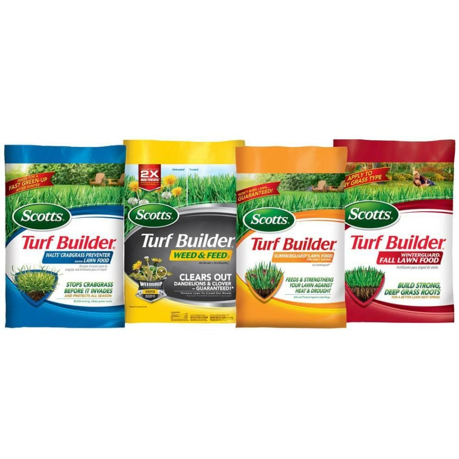 Lawn Care * | Scotts Turf Builder Fertilizer Bundle For Large Yards (Northern) With Halts, Weed & Feed, Summerguard, And Fall Lawn Food