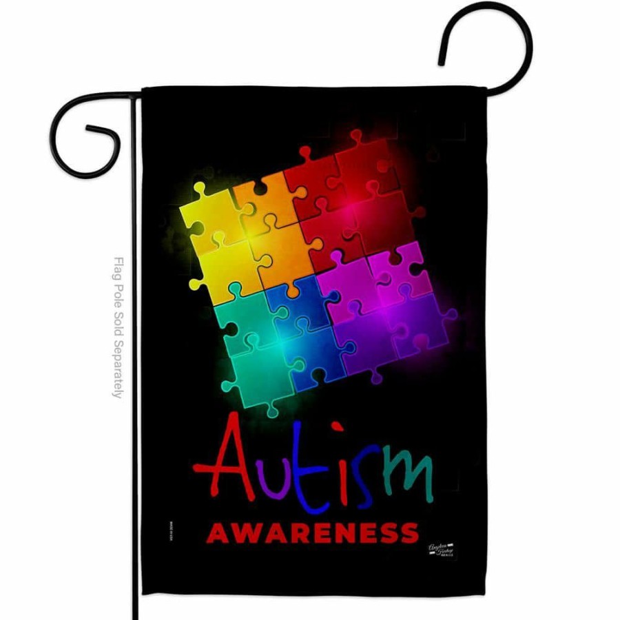 Outdoor Decor * | Angeleno Heritage Made And Designed Los Angeles California 13 In. X 18.5 In. Autism Puzzle Support Double-Sided Garden Flag Support Decorative Vertical Flags