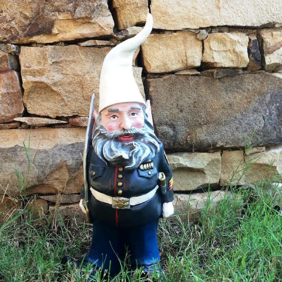 Outdoor Decor * | Homestyles 14 In. H Ooh Rah Marine Gnome Military Soldier Dress Blues With Sword Home And Garden Gnome Statue