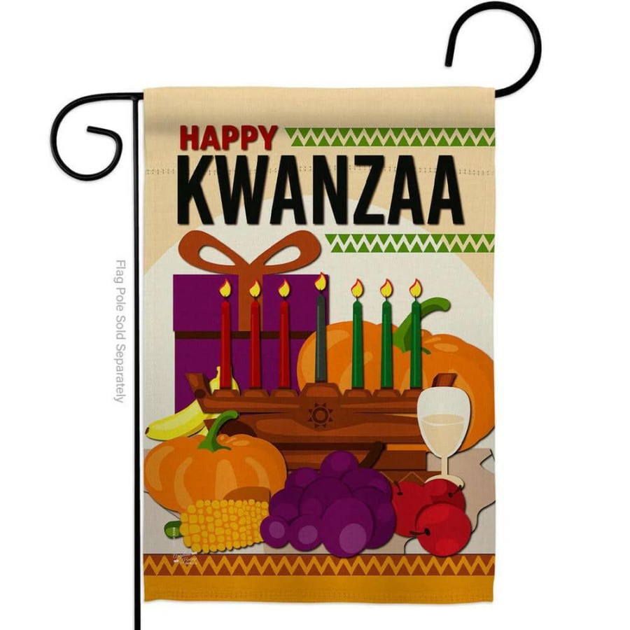 Outdoor Decor * | Angeleno Heritage Made And Designed Los Angeles California 13 In. X 18.5 In. Happy Kwanzaa Party Winter Double-Sided Garden Flag Winter Decorative Vertical Flags