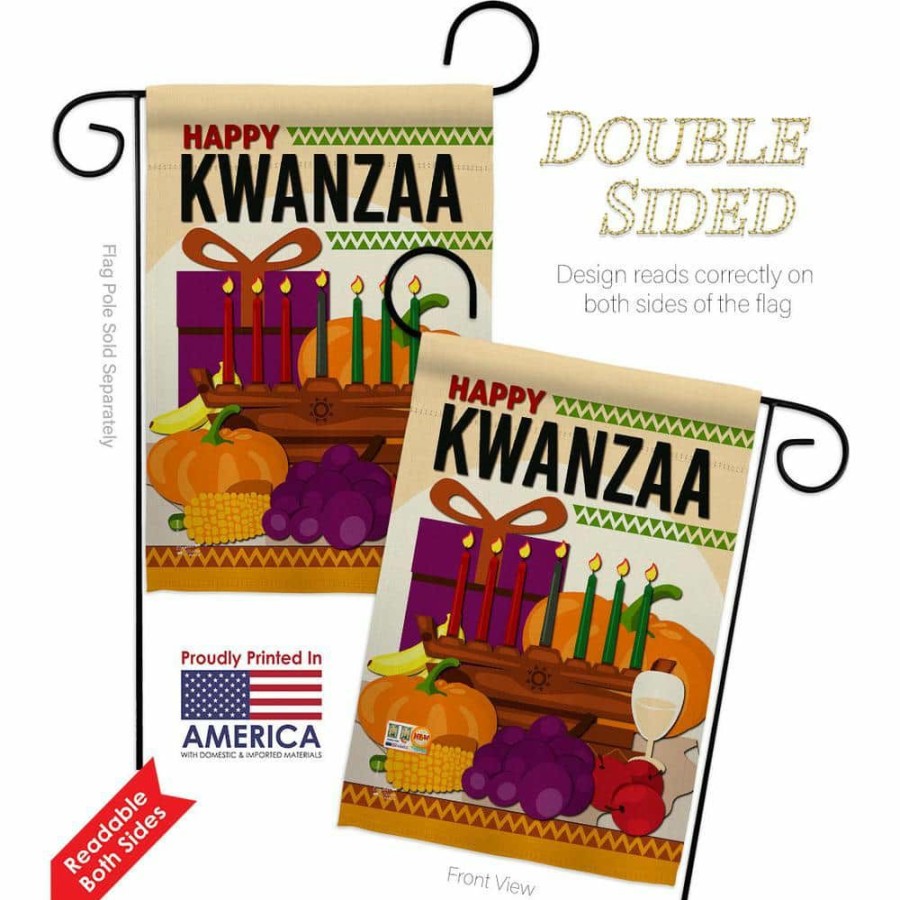 Outdoor Decor * | Angeleno Heritage Made And Designed Los Angeles California 13 In. X 18.5 In. Happy Kwanzaa Party Winter Double-Sided Garden Flag Winter Decorative Vertical Flags