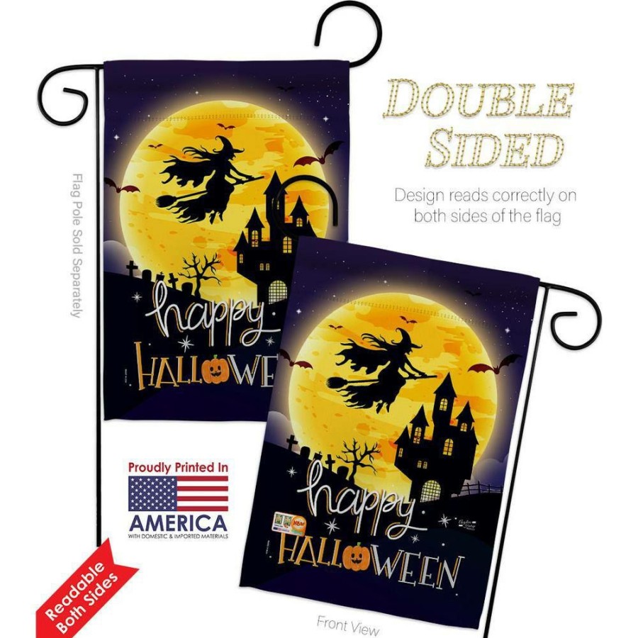 Outdoor Decor * | Angeleno Heritage Made And Designed Los Angeles California 13 In. X 18.5 In. Witchy Halloween Garden Flag Double-Sided Fall Decorative Vertical Flags