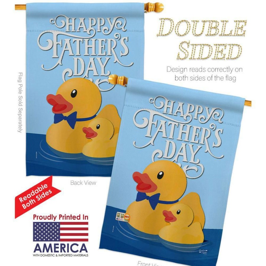 Outdoor Decor * | Angeleno Heritage Made And Designed Los Angeles California 28 In. X 40 In. Daddy Yellow Duckie Family House Flag Double-Sided Decorative Vertical Flags