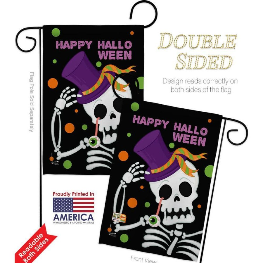 Outdoor Decor * | Angeleno Heritage Made And Designed Los Angeles California 13 In. X 18.5 In. Happy Halloween Garden Flag Double-Sided Fall Decorative Vertical Flag