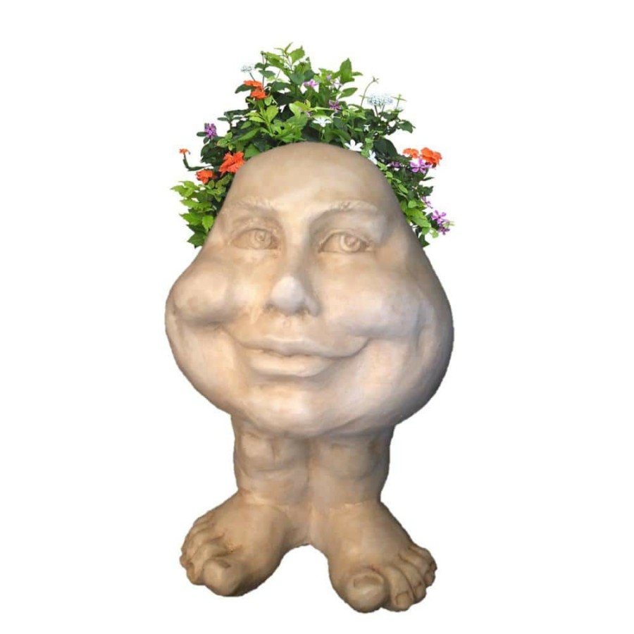 Outdoor Decor * | Homestyles 8.5 In. Antique White Daisy The Muggly Face Statue Planter Holds 3 In. Pot