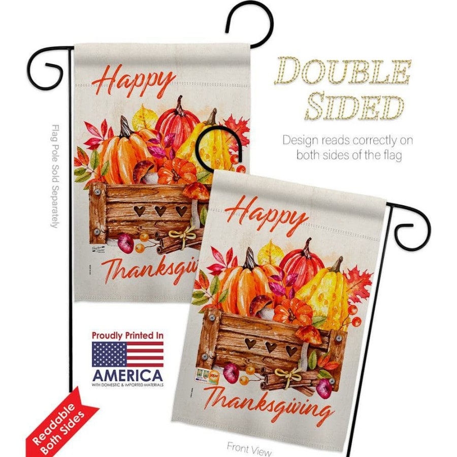 Outdoor Decor * | Angeleno Heritage Made And Designed Los Angeles California 13 In. X 18.5 In. Thanksgiving Pumpkin Garden Flag Double-Sided Fall Decorative Vertical Flag