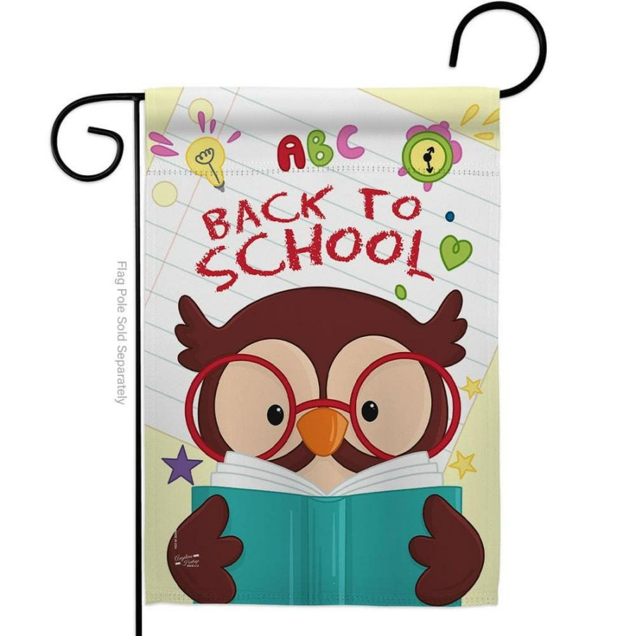 Outdoor Decor * | Angeleno Heritage Made And Designed Los Angeles California 13 In. X 18.5 In. Owl Back To School Double-Sided Garden Flag Readable Both Sides Education Back To School Decorative