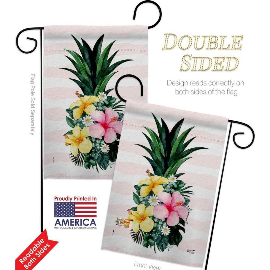 Outdoor Decor * | Angeleno Heritage Made And Designed Los Angeles California 13 In. X 18.5 In. Tropical Pineapple Spring Double-Sided Garden Flag Spring Decorative Vertical Flags